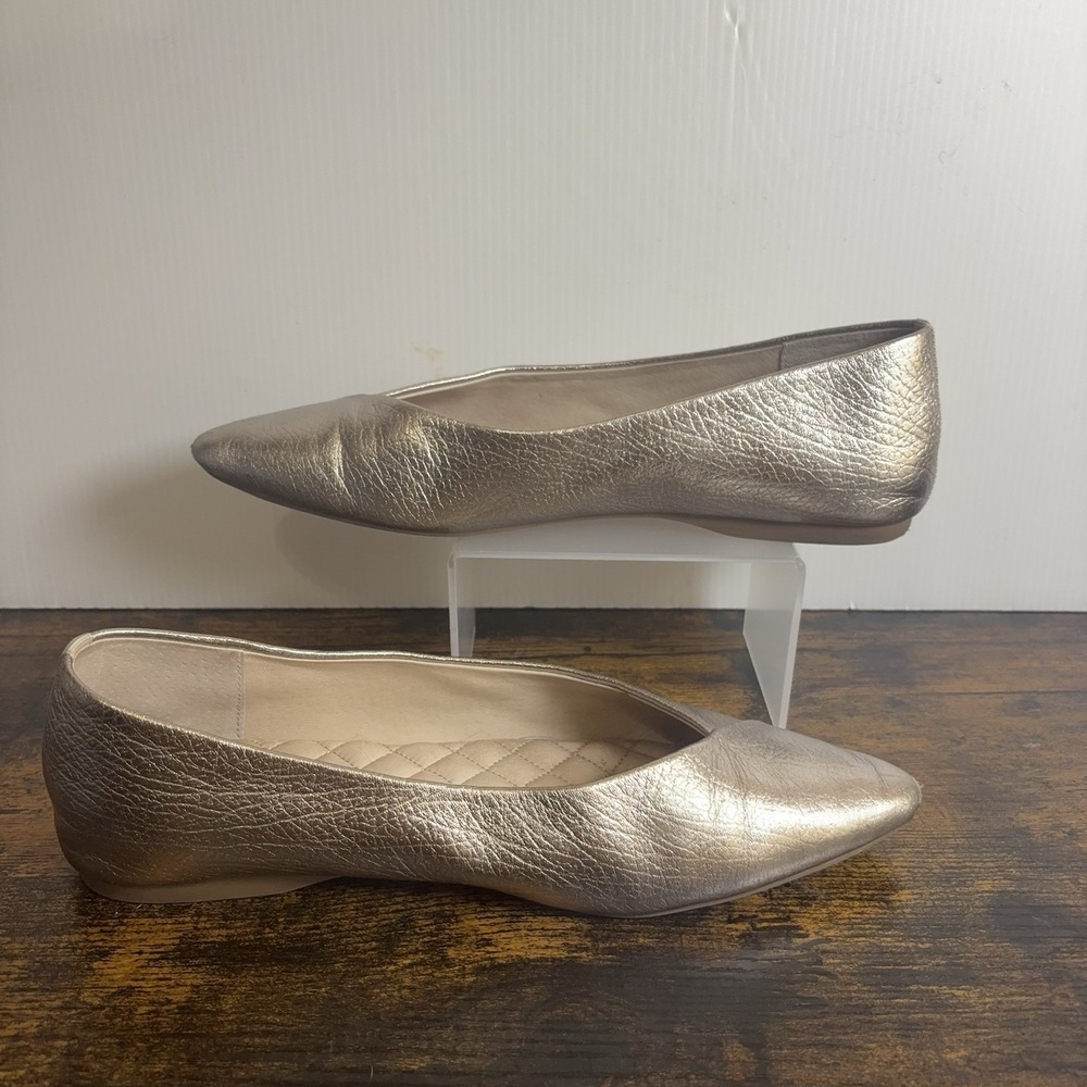 Birdies Goldfinch Leather Flats Womens 7.5 Champagne Metallic Gold Classic - Picture 3 of 11